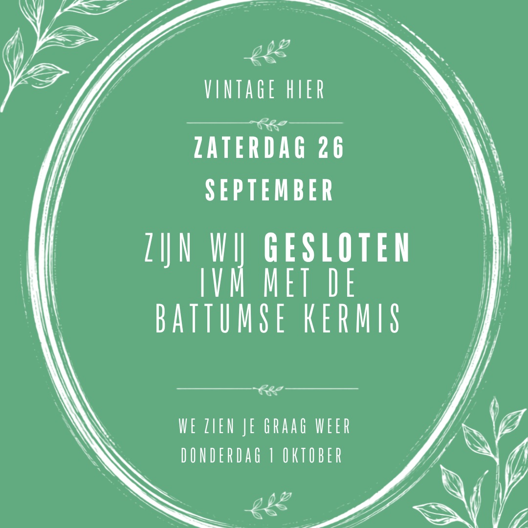 🎡 Wij zijn zaterdag 26 september gesloten 🎡

Vanaf donderdag 1 oktober staan we natuurlijk weer graag voor jullie klaar! 🛍️✨

Alvast veel plezier op de kermis! 🎠🥳